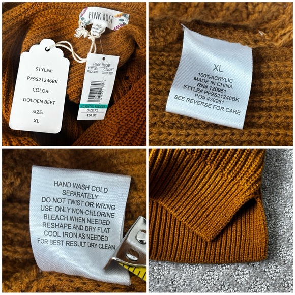 Pink Rose Golden Beet Knit Pullover Sweater - Picture 6 of 7